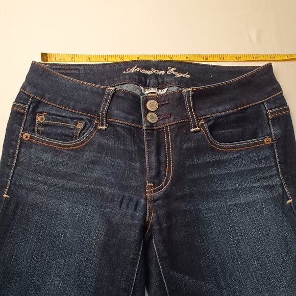 American Eagle Jeans Size 4 Artist Low Rise Flare Leg Dark Wash - Picture 7 of 10